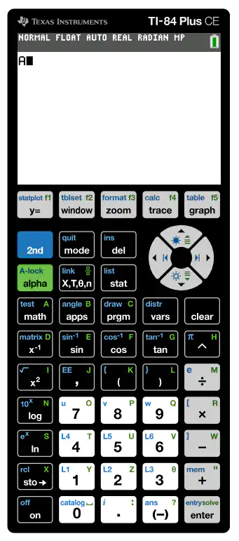 symbol A will come after pressing math key