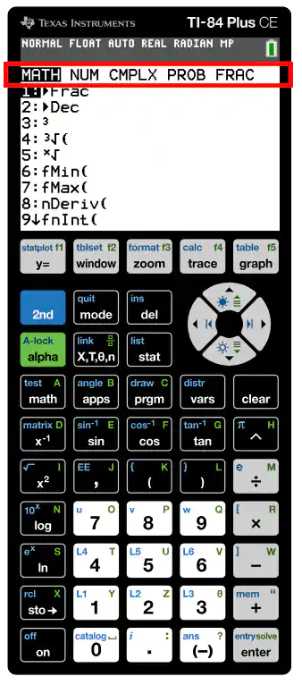 navigation on math options with navigation wheel